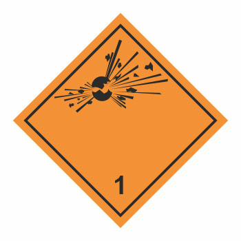 Знак перевозки опасных грузов «Класс 1. Взрывчатые вещества и изделия» (пленка ламинированная, 250х250 мм)